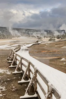 Geothermal Prints: Old Faithful boardwalk, Old faithful, Upper Geyser Basin, Yellowstone National Park