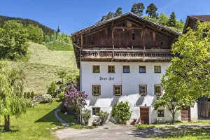 Mountain Farm Prints: Old farm at the entrance to the Villnoss valley, South Tyrol, Italy