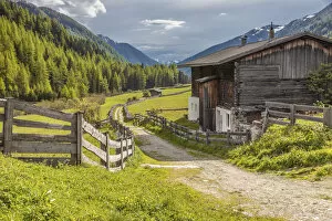 Images Dated 4th October 2021: Old farmhouse and summer meadow in Kasern, Valle Aurina, South Tyrol, Italy