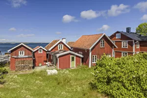 Old fishermen`s houses on Sandhamn Island, Stockholm County, Sweden