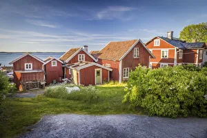 Old fishermen`s houses on Sandhamn Island, Stockholm County, Sweden