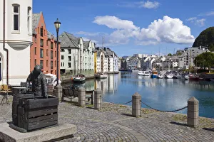 Nautical Theme Prints: Old fishing warehouses in harbour, Alesund, Sunnmore, More og Romsdal, Norway