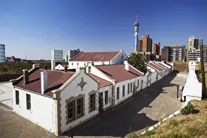 Old Fort Prints: Old Fort in Constitution Hill with Telkom Tower in background, Johannesburg, Gauteng