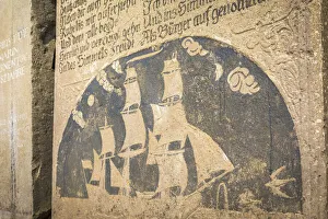 Grave Prints: Old gravestone at the Church of St. Severin in Keitum, Sylt, Schleswig-Holstein, Germany