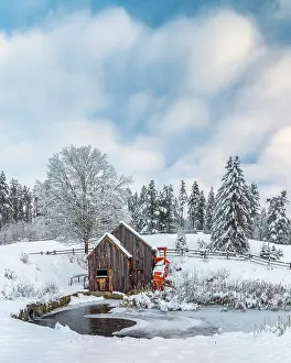 Grist Mill Prints: The Old Guildhall Grist Mill in winter