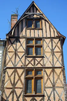 Post And Beam Prints: Old half-timbered and brick house, Tours, Indre-et-Loire, Centre, France