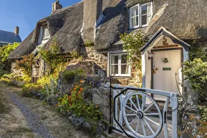 Holiday Home Prints: Old houses in the fishing village of Cagdwith, Lizard Peninsula, Cornwall, England