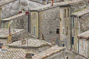 Sorano Prints: Old houses of Sorano. Sorano, Grosseto province, Tuscany, Italy, Europe