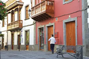 Old Houses With The Traditionally Carved Balconies On Calle Real de la Plaza