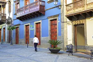 1 Person Prints: Old Houses With The Traditionally Carved Balconies On Calle Real de la Plaza