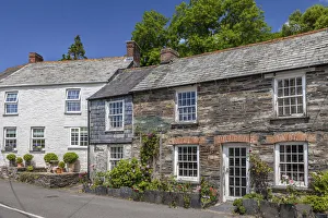 St Neots Prints: Old houses in the village of St Neots, Bodmin Moor, Cornwall, England