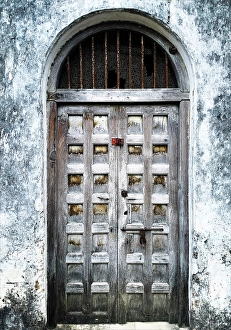 Stone Town Prints: Old Indian-style Gujarati wooden door, Stonetown, Zanzibar, Tanzania