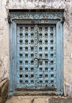 Stone Town Prints: Old Indian-style Gujarati wooden door, Stonetown, Zanzibar, Tanzania