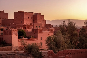 North African Prints: Old kasbahs at dawn, Nkob, Morocco