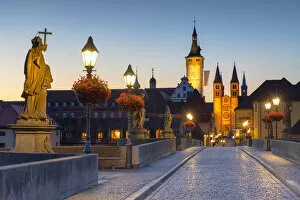 Old Main Bridge at dawn, Wurzburg, Bavaria, Germany
