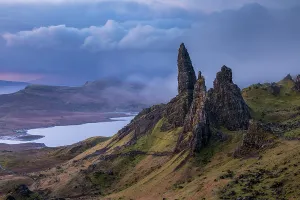 Old Man Prints: The Old Man of Storr at dawn on a stormy morning