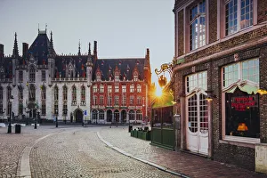 Brugge Gallery: Old Market Square empty at sunrise, Belgium
