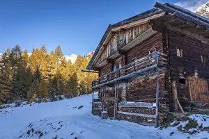Innervillgraten Prints: Old mountain hut on the Alp Oberstalleralm, Innervillgraten, Villgraten valley
