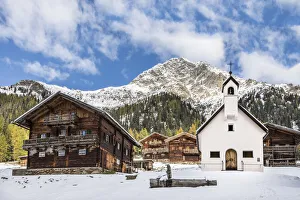 Hohe Tauern Prints: Old mountain hut and chapel on the Alp Oberstalleralm, Innervillgraten, Villgraten valley