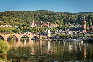 Heidelberg Prints: Old Neckar Bridge overlooking Heidelberg Castle and the old town