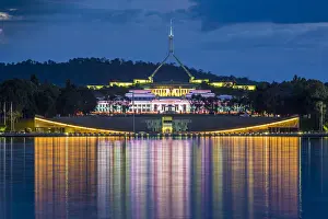 Australian Capital Territory Prints: Old Parliament House illuminated during the Enlighten Festival, Canberra