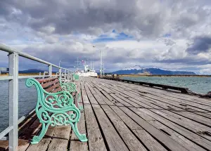 Golfo Almirante Montt Prints: Old Pier, Puerto Natales, Ultima Esperanza Province, Patagonia, Chile