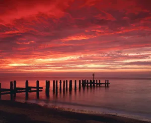 Sunset Filter Prints: Old Pier at Sunrise, Southwold, Suffolk, England