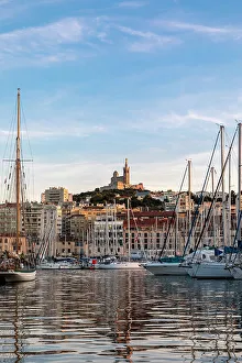 South Of France Gallery: The Old Port of Marseille and Notre-Dame de la Garde at Sunset, Marseille