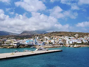 Greek Orthodox Prints: Old Port and Saint Spiridon Church, Fri, Kasos Island, Dodecanese, Greece