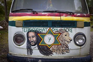 Old Rastafarian VW Bus, Blue Mountains, Kingston, St. Andrew Parish, Jamaica, Caribbean