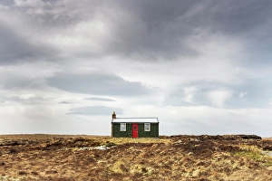 Moorland Prints: Old Sheiling on moorland near Achmore, Isle of Lewis, Outewr Hebrides, Scotland
