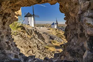 Images Dated 26th August 2021: Old Spanish windmills, Consuegra, Castilla-La Mancha, Spain