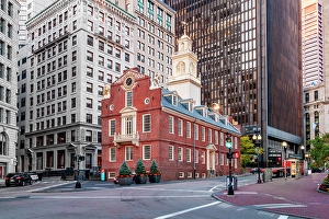 Government Prints: Old State House in Downtown Boston The building, dating back to 1713, is one of Boston‚