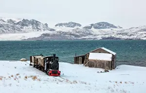 Mining Prints: Old steam train used for mining, Ny-Alesund, Spitsbergen, Svalbard, Norway