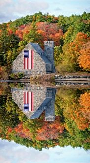 Flag Prints: Old Stone Church in West Boylston