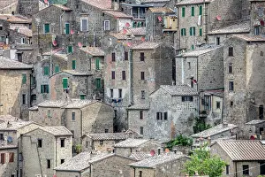 Province Of Grosseto Prints: Old stone houses in the medieval hill town of Sorano, province of Grosseto, Tuscany, Italy