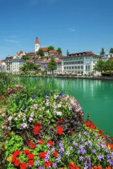 City Center Prints: Old town and Aar river, Thun, Canton of Bern, Switzerland