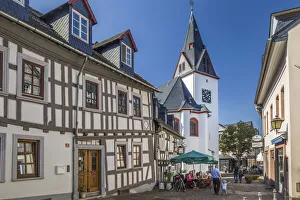 Geografisch Prints: Old town alley in Idstein with Union Church, Hesse, Germany