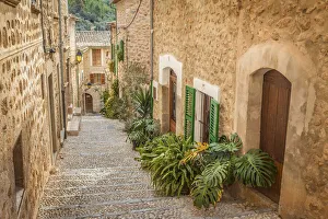 Old town alley in the village of Fornalutx, Mallorca, Spain