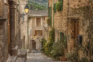 Old town alley in the village of Fornalutx, Mallorca, Spain