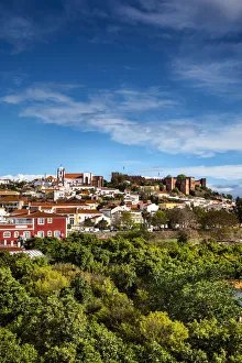 Algarve Prints: Old town with Cathedral and castle, Silves, Algarve, Portugal