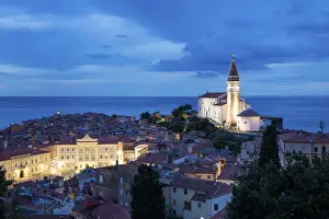 Istria Prints: Old Town and Church of St. George Piran, Istria, Slovenia