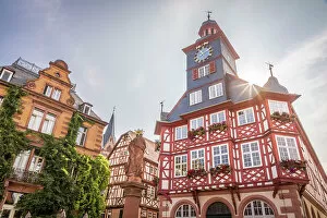Half Timbered Houses Gallery: Old Town Hall on the market square of Heppenheim, Southern Hesse, Hesse, Germany