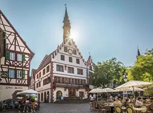 Cafe Gallery: Old town hall on the market square of Weinheim, Southern Hesse, Hesse, Germany