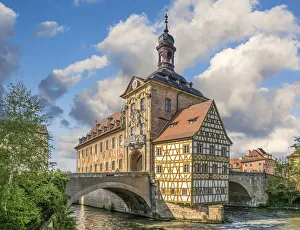Old town hall on the Regnitz bridge, Bamberg, Upper Franconia, Bavaria, Germany