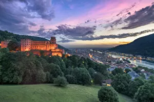 Old town of Heidelberg with castle during sunset, Baden-Wurttemberg, Germany