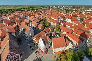 Market Square Prints: Old town of Nördlingen, with town hall and Löpsinger Tor gate