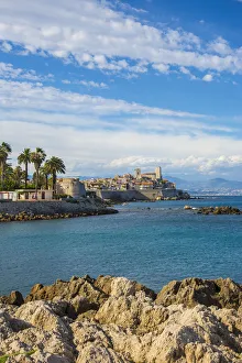 Old town and sea wall in Antibes, Alpes-Maritimes, Provence-Alpes-Cote D Azur