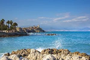Old town and sea wall in Antibes, Alpes-Maritimes, Provence-Alpes-Cote D Azur