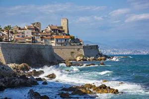 Old town and sea wall in Antibes, Alpes-Maritimes, Provence-Alpes-Cote D Azur
